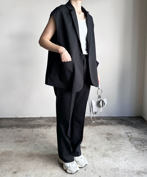 COMMON WARE（コモンウェアー）の「COMMONWARE:TRストレッチテーラドジレ ベスト（ベスト・レディース・モカ/グリーン/サックスブルー/オフホワイト/ベージュ/ブラック・L/XL/M）」の10枚目の写真