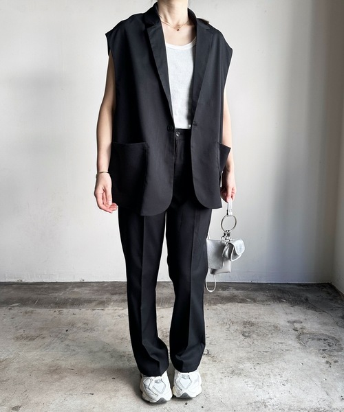 COMMON WARE（コモンウェアー）の「COMMONWARE:TRストレッチテーラドジレ ベスト（ベスト・レディース・モカ/グリーン/サックスブルー/オフホワイト/ベージュ/ブラック・L/XL/M）」の11枚目の写真