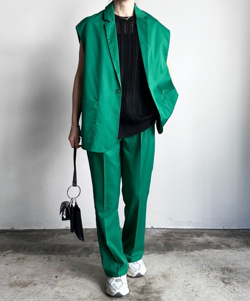 COMMON WARE（コモンウェアー）の「COMMONWARE:TRストレッチテーラドジレ ベスト（ベスト・レディース・モカ/グリーン/サックスブルー/オフホワイト/ベージュ/ブラック・L/XL/M）」の19枚目の写真