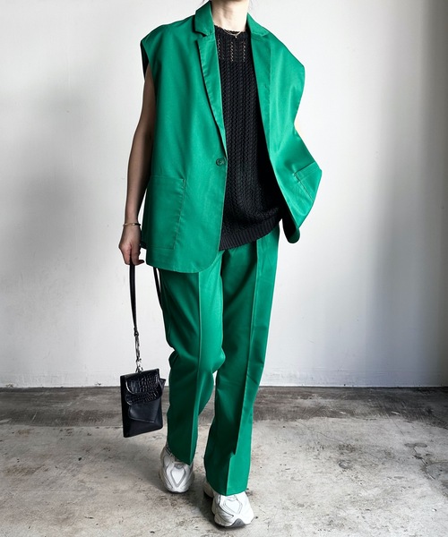 COMMON WARE（コモンウェアー）の「COMMONWARE:TRストレッチテーラドジレ ベスト（ベスト・レディース・モカ/グリーン/サックスブルー/オフホワイト/ベージュ/ブラック・L/XL/M）」の20枚目の写真