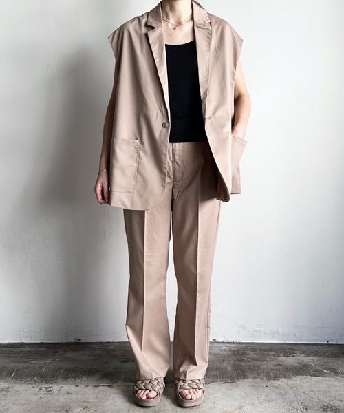 COMMON WARE（コモンウェアー）の「COMMONWARE:TRストレッチテーラドジレ ベスト（ベスト・レディース・モカ/グリーン/サックスブルー/オフホワイト/ベージュ/ブラック・L/XL/M）」の16枚目の写真