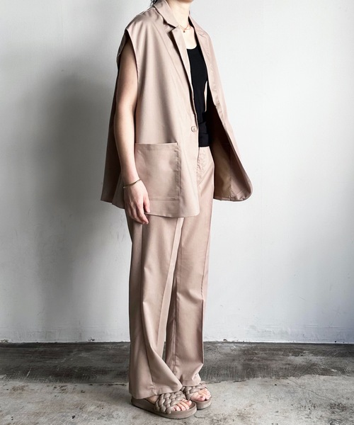 COMMON WARE（コモンウェアー）の「COMMONWARE:TRストレッチテーラドジレ ベスト（ベスト・レディース・モカ/グリーン/サックスブルー/オフホワイト/ベージュ/ブラック・L/XL/M）」の18枚目の写真