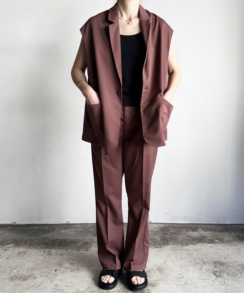 COMMON WARE（コモンウェアー）の「COMMONWARE:TRストレッチテーラドジレ ベスト（ベスト・レディース・モカ/グリーン/サックスブルー/オフホワイト/ベージュ/ブラック・L/XL/M）」の14枚目の写真