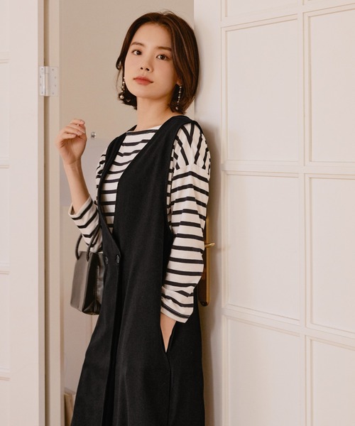 coca（coca）（コカ）の「2WAYジレワンピース（ワンピース・レディース・ベージュ/ブラック・M/L）」の3枚目の写真