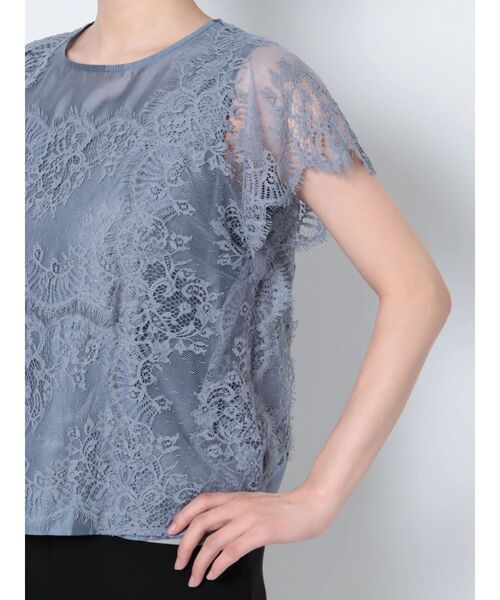 LAGUNAMOON(ラグナムーン)の「ワイドレーステープブラウス(シャツ/ブラウス・レディース・ブラック/ベージュ/ブルー・FREE)」の4枚目の写真