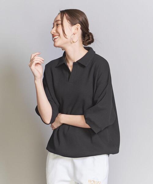 BEAUTY&YOUTH UNITED ARROWS(ビューティーアンドユースユナイテッドアローズ)の「【WEB限定】グリッド エアーワッフル スキッパーポロシャツ(ポロシャツ・メンズ・ブラック/ベージュ/ホワイト・S/M/L)」の2枚目の写真