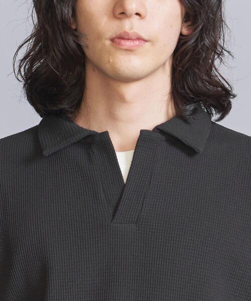 BEAUTY&YOUTH UNITED ARROWS(ビューティーアンドユースユナイテッドアローズ)の「【WEB限定】グリッド エアーワッフル スキッパーポロシャツ(ポロシャツ・メンズ・ブラック/ベージュ/ホワイト・S/M/L)」の4枚目の写真