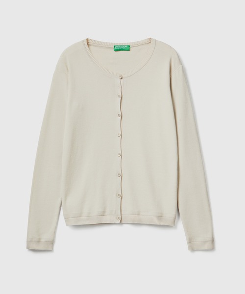 BENETTON (UNITED COLORS OF BENETTON)（ベネトンユナイテッドカラーズオブベネトン）の「コットン100％無地クルーネック長袖カーディガン（カーディガン/ボレロ・レディース・ホワイト/ネイビー/ベージュ/レッド/イエロー/グリーン・SMALL/MEDIUM/LARGE/X-SMALL）」の9枚目の写真