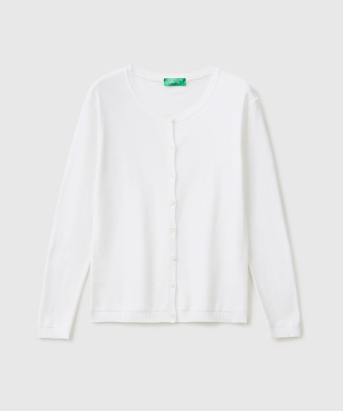BENETTON (UNITED COLORS OF BENETTON)（ベネトンユナイテッドカラーズオブベネトン）の「コットン100％無地クルーネック長袖カーディガン（カーディガン/ボレロ・レディース・ホワイト/ネイビー/ベージュ/レッド/イエロー/グリーン・SMALL/MEDIUM/LARGE/X-SMALL）」の14枚目の写真