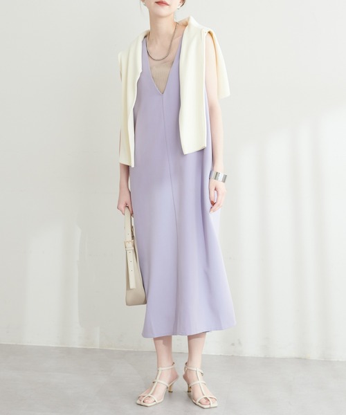 natural couture（ナチュラルクチュール）の「お上品ツイルジャンスカ（ジャンパースカート・レディース・パープル/カーキ/グレー/ブラック・FREE）」の2枚目の写真