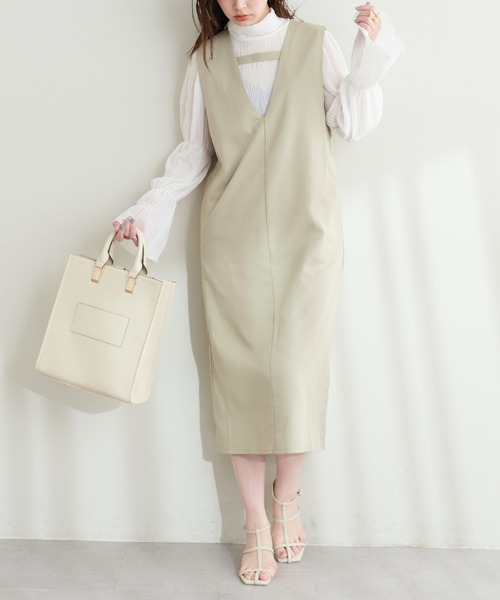 natural couture（ナチュラルクチュール）の「お上品ツイルジャンスカ（ジャンパースカート・レディース・パープル/カーキ/グレー/ブラック・FREE）」の13枚目の写真