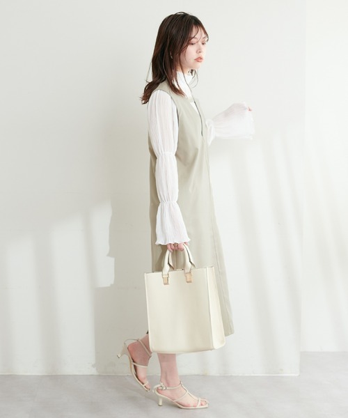 natural couture（ナチュラルクチュール）の「お上品ツイルジャンスカ（ジャンパースカート・レディース・パープル/カーキ/グレー/ブラック・FREE）」の14枚目の写真