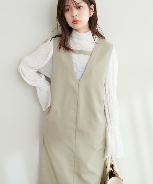 natural couture（ナチュラルクチュール）の「お上品ツイルジャンスカ（ジャンパースカート・レディース・パープル/カーキ/グレー/ブラック・FREE）」の15枚目の写真