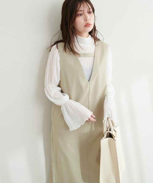 natural couture（ナチュラルクチュール）の「お上品ツイルジャンスカ（ジャンパースカート・レディース・パープル/カーキ/グレー/ブラック・FREE）」の16枚目の写真