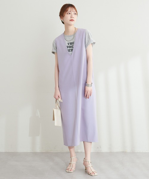 natural couture（ナチュラルクチュール）の「お上品ツイルジャンスカ（ジャンパースカート・レディース・パープル/カーキ/グレー/ブラック・FREE）」の20枚目の写真