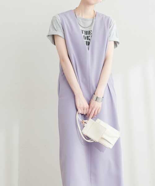 natural couture（ナチュラルクチュール）の「お上品ツイルジャンスカ（ジャンパースカート・レディース・パープル/カーキ/グレー/ブラック・FREE）」の21枚目の写真