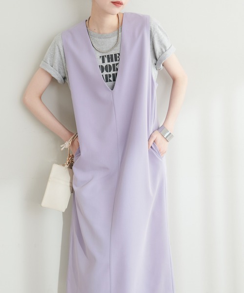 natural couture（ナチュラルクチュール）の「お上品ツイルジャンスカ（ジャンパースカート・レディース・パープル/カーキ/グレー/ブラック・FREE）」の22枚目の写真