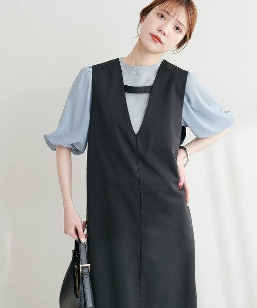 natural couture（ナチュラルクチュール）の「お上品ツイルジャンスカ（ジャンパースカート・レディース・パープル/カーキ/グレー/ブラック・FREE）」の8枚目の写真