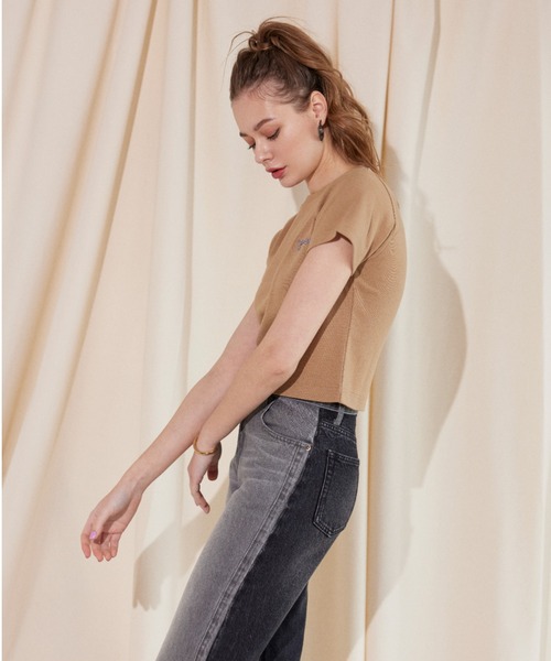 ALEXIA STAM（アリシアスタン）の「Cheers to You & I Cropped Tee / メッセージロゴMini Tee（Tシャツ/カットソー・レディース・ベージュ/オフホワイト/チャコールグレー・S/M）」の17枚目の写真