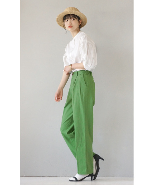 セール】レーヨンリネン 2タック スラックスパンツ（スラックス）｜e