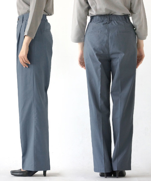 セール】レーヨンリネン 2タック スラックスパンツ（スラックス）｜e