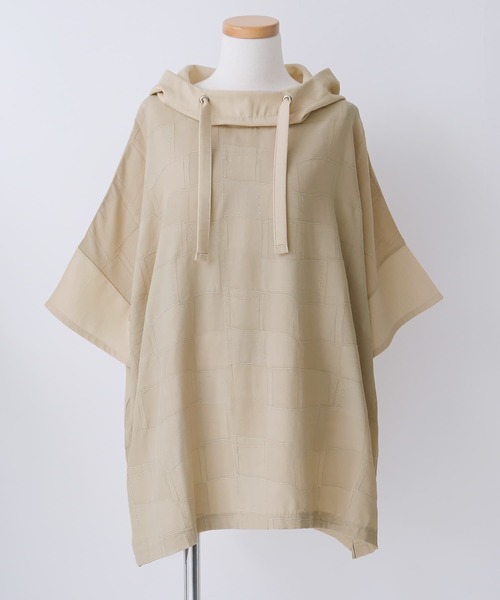 osharewalker（オシャレウォーカー）の「【廃盤】『異素材スタンドフード半端袖パーカー』（パーカー・レディース・ブラック/ベージュ・FREE）」の15枚目の写真