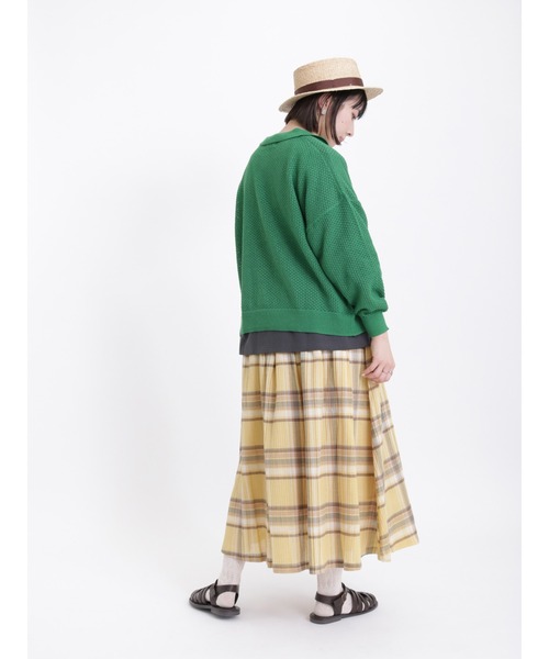 Samansa Mos2（サマンサ モスモス）の「メッシュ編み襟付カーディガン（カーディガン/ボレロ・レディース・ブルー/グリーン/チャコール/ベージュ・ﾌﾘ-）」の10枚目の写真