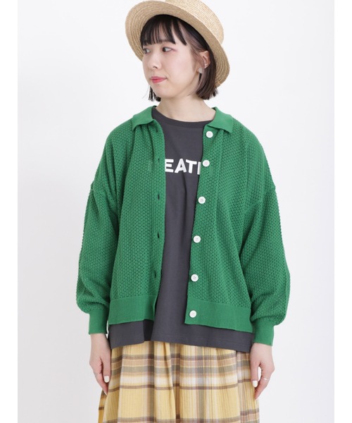 Samansa Mos2（サマンサ モスモス）の「メッシュ編み襟付カーディガン（カーディガン/ボレロ・レディース・ブルー/グリーン/チャコール/ベージュ・ﾌﾘ-）」の19枚目の写真