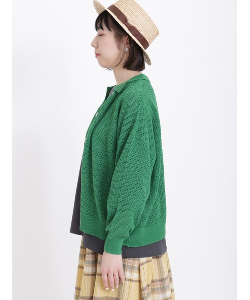 Samansa Mos2（サマンサ モスモス）の「メッシュ編み襟付カーディガン（カーディガン/ボレロ・レディース・ブルー/グリーン/チャコール/ベージュ・ﾌﾘ-）」の17枚目の写真
