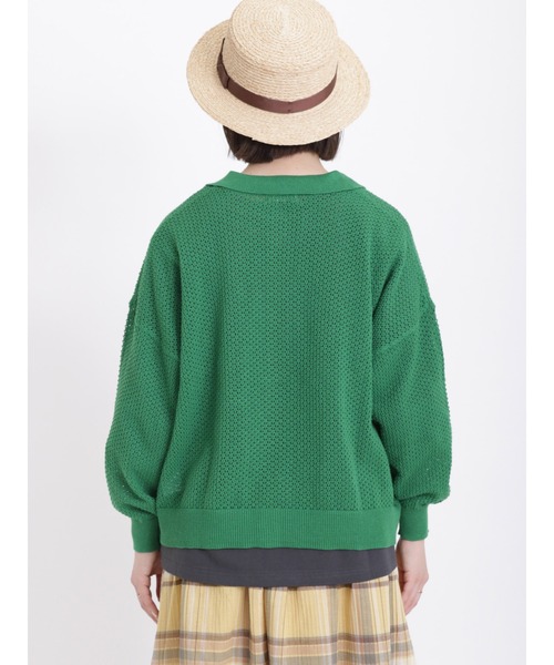 Samansa Mos2（サマンサ モスモス）の「メッシュ編み襟付カーディガン（カーディガン/ボレロ・レディース・ブルー/グリーン/チャコール/ベージュ・ﾌﾘ-）」の14枚目の写真