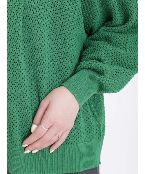 Samansa Mos2（サマンサ モスモス）の「メッシュ編み襟付カーディガン（カーディガン/ボレロ・レディース・ブルー/グリーン/チャコール/ベージュ・ﾌﾘ-）」の8枚目の写真