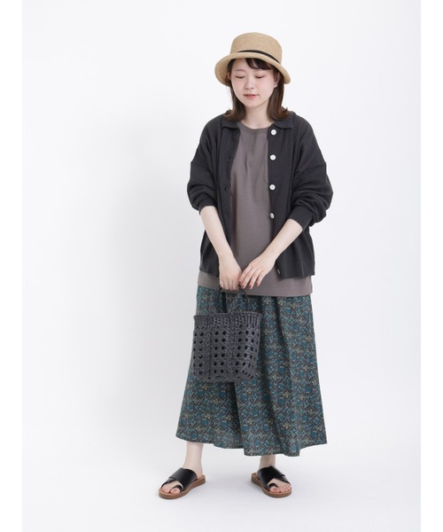 Samansa Mos2（サマンサ モスモス）の「メッシュ編み襟付カーディガン（カーディガン/ボレロ・レディース・ブルー/グリーン/チャコール/ベージュ・ﾌﾘ-）」の5枚目の写真