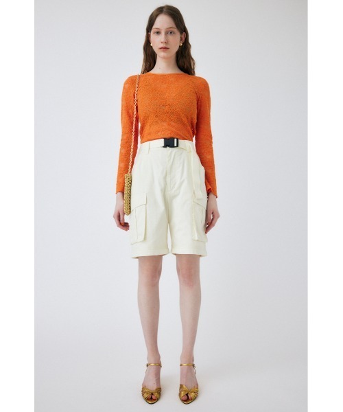 MOUSSY（マウジー）の「BACK OPEN LACE トップス（Tシャツ/カットソー・レディース・ブラック/アイボリー/オレンジ・FREE）」の9枚目の写真