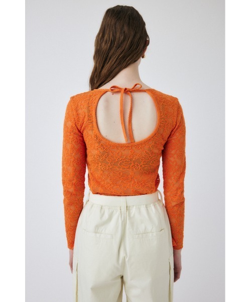 MOUSSY（マウジー）の「BACK OPEN LACE トップス（Tシャツ/カットソー・レディース・ブラック/アイボリー/オレンジ・FREE）」の10枚目の写真