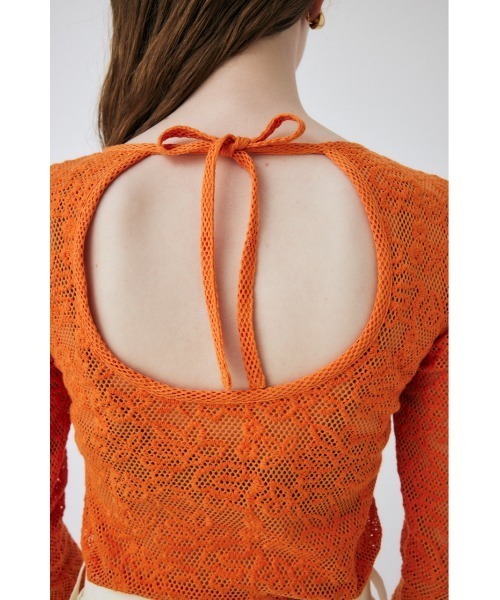 MOUSSY（マウジー）の「BACK OPEN LACE トップス（Tシャツ/カットソー・レディース・ブラック/アイボリー/オレンジ・FREE）」の13枚目の写真