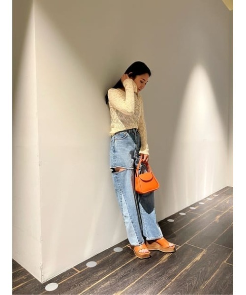 MOUSSY（マウジー）の「BACK OPEN LACE トップス（Tシャツ/カットソー・レディース・ブラック/アイボリー/オレンジ・FREE）」の21枚目の写真