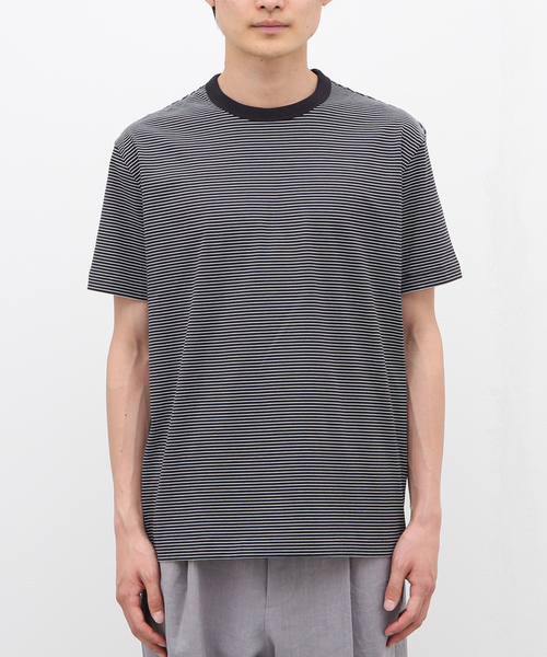 handvaerk（ハンドバーク）の「【handvaerk / ハンドバーク】60/2 NEWCREW NECK S/S T BORDER（Tシャツ/カットソー・メンズ・ブラック/ホワイト・SMALL/MEDIUM/LARGE）」の4枚目の写真