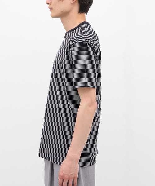 handvaerk（ハンドバーク）の「【handvaerk / ハンドバーク】60/2 NEWCREW NECK S/S T BORDER（Tシャツ/カットソー・メンズ・ブラック/ホワイト・SMALL/MEDIUM/LARGE）」の5枚目の写真