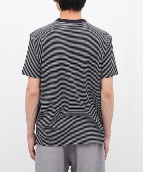 handvaerk（ハンドバーク）の「【handvaerk / ハンドバーク】60/2 NEWCREW NECK S/S T BORDER（Tシャツ/カットソー・メンズ・ブラック/ホワイト・SMALL/MEDIUM/LARGE）」の6枚目の写真