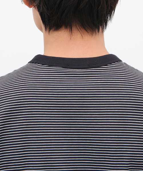 handvaerk（ハンドバーク）の「【handvaerk / ハンドバーク】60/2 NEWCREW NECK S/S T BORDER（Tシャツ/カットソー・メンズ・ブラック/ホワイト・SMALL/MEDIUM/LARGE）」の8枚目の写真