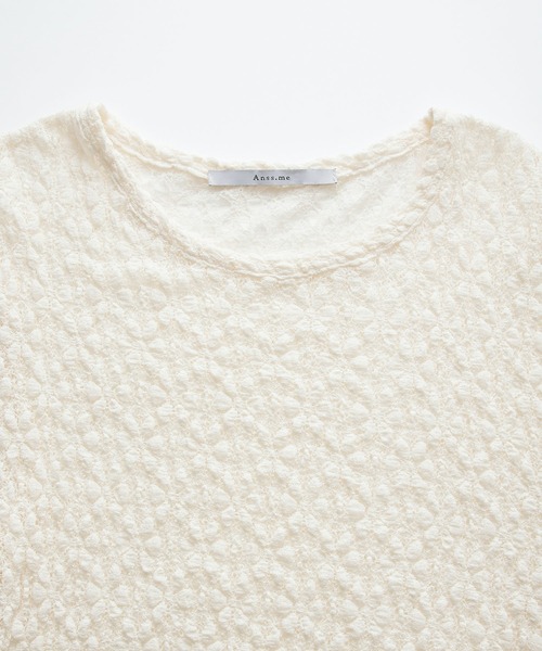 Anss.me(アンスミー)の「【Anss.me】フラワージャガードパフスリーブTシャツ(Tシャツ/カットソー・レディース・ブルー/アイボリー/ブラック/オレンジ/グリーン・FREE)」の11枚目の写真