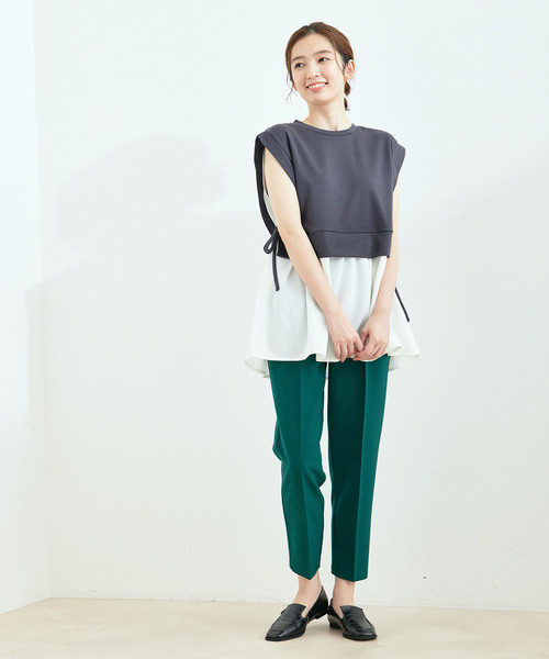 Jayro(ジャイロ)の「センタープレステーパードパンツ(スラックス・レディース・ブルー/グリーン/ピンク/ホワイト系その他/ダークブラウン/ブラック・L/M)」の8枚目の写真