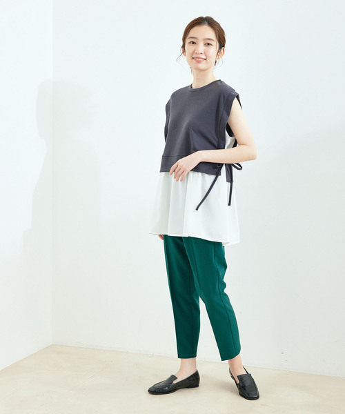 Jayro(ジャイロ)の「センタープレステーパードパンツ(スラックス・レディース・ブルー/グリーン/ピンク/ホワイト系その他/ダークブラウン/ブラック・L/M)」の9枚目の写真