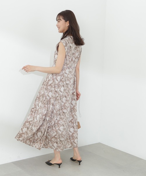 N.（N. Natural Beauty Basic）（エヌエヌナチュラルビューティーベーシック）の「【S Size Line】◆ブラッシュプリントリボンタイワンピース（ワンピース・レディース・ベージュ/グリーン/グレー・SMALL/MEDIUM）」の9枚目の写真