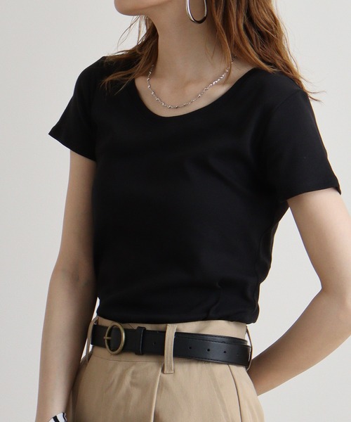 atONE(アットワン)の「atONE コットンフライス半袖Tシャツ(Tシャツ/カットソー・レディース・ブラック/杢グレー/チャコールグレー/ネイビー/オフホワイト・4L/LL/3L/L/M)」の3枚目の写真