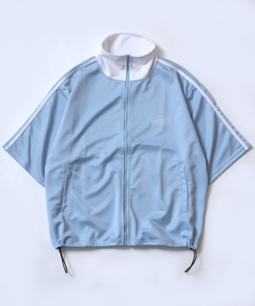 ANPAS（アンパス）の「Side Line Embroidered Logo Oversized Track Jacket/サイドライン ワンポイント刺繍 オーバーサイズ トラックジャケット ジャージ（ジャージ・メンズ・ブラック/ホワイト×レッド/ホワイト×ネイビー/オレンジ/サックスブルー/ブルー/グリーン・M/L）」の6枚目の写真