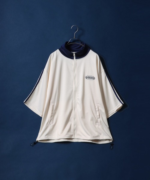 ANPAS（アンパス）の「Side Line Embroidered Logo Oversized Track Jacket/サイドライン ワンポイント刺繍 オーバーサイズ トラックジャケット ジャージ（ジャージ・メンズ・ブラック/ホワイト×レッド/ホワイト×ネイビー/オレンジ/サックスブルー/ブルー/グリーン・M/L）」の9枚目の写真