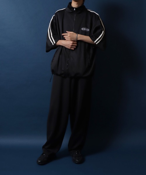 ANPAS（アンパス）の「Side Line Embroidered Logo Oversized Track Jacket/サイドライン ワンポイント刺繍 オーバーサイズ トラックジャケット ジャージ（ジャージ・メンズ・ブラック/ホワイト×レッド/ホワイト×ネイビー/オレンジ/サックスブルー/ブルー/グリーン・M/L）」の17枚目の写真