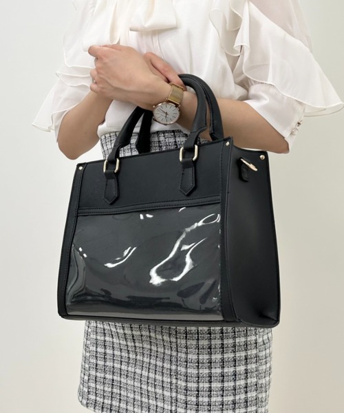 INGNI(イング)の「クリアポケット/スクエアショルダー(ショルダーバッグ・レディース・アイボリー/ブラック・ONE SIZE)」の3枚目の写真