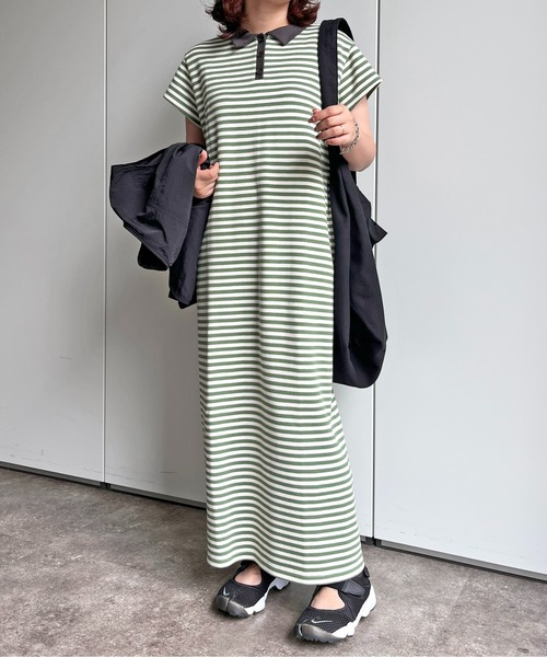 CPCM（シーピーシーエム）の「ワッフルボーダーノースリワンピース（ワンピース・レディース・オフホワイト/カーキ/ベージュ・FREE）」の3枚目の写真